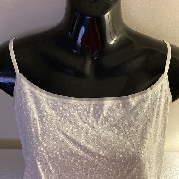 Ann Taylor White Sequin Design Stretch Camisole & Adjustable Straps - Size XL - Picture 10 of 14